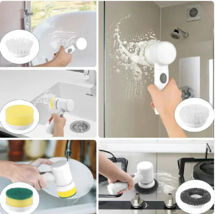 Multifunctional cleaning tool used for various tasks including scrubbing, cleaning dishes, and using as a shower head.