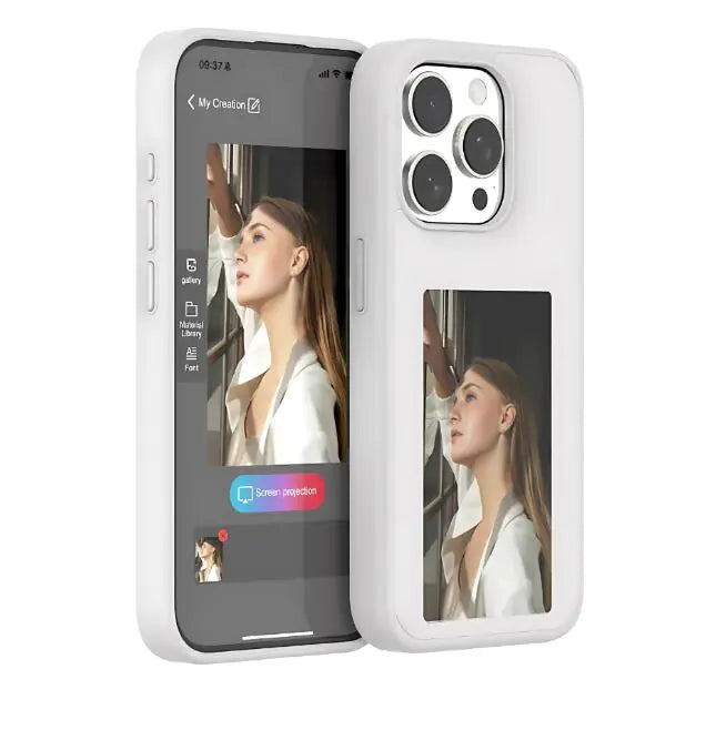 Phone case with screen magnification feature displayed on a white background