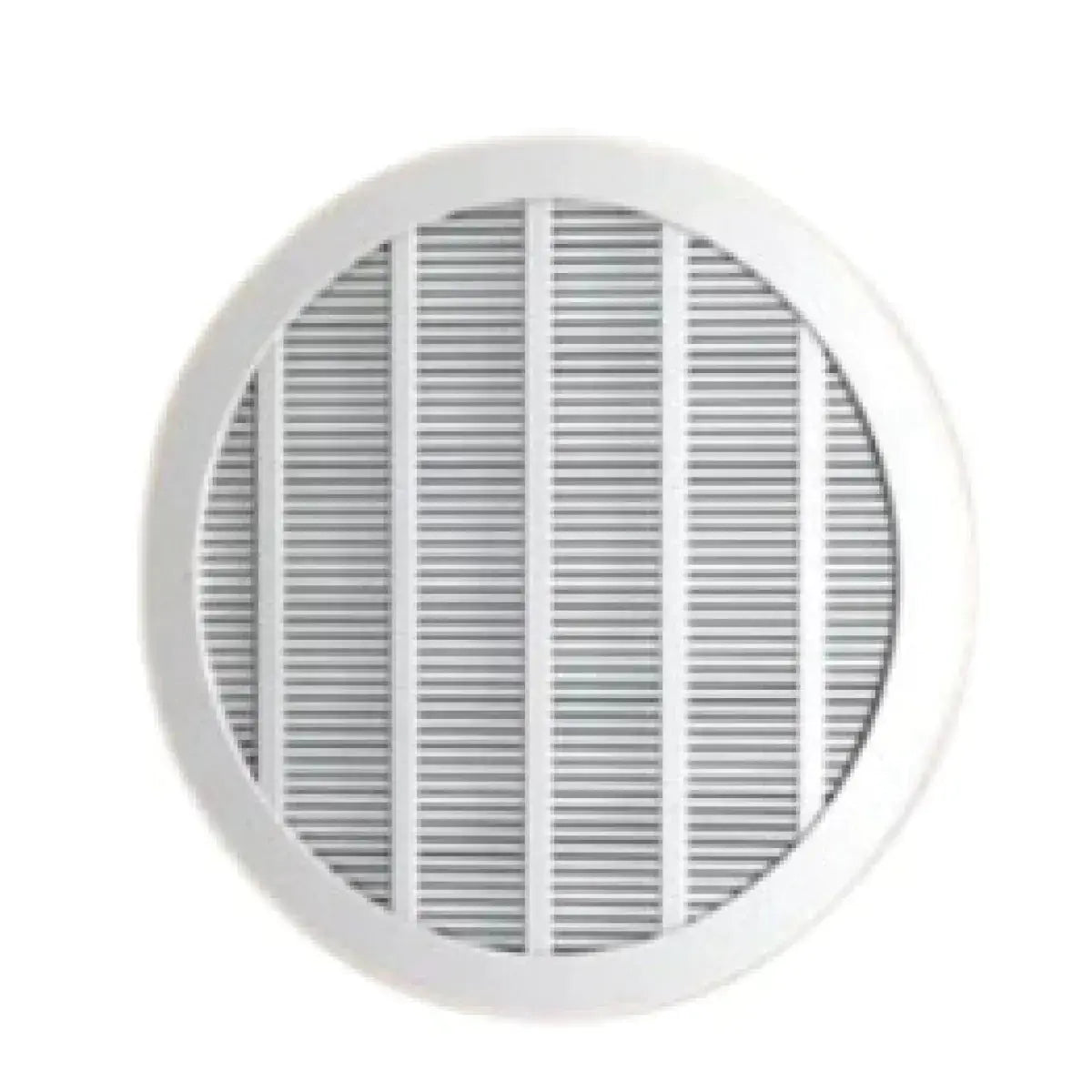 Round air filter with white frame on a white background