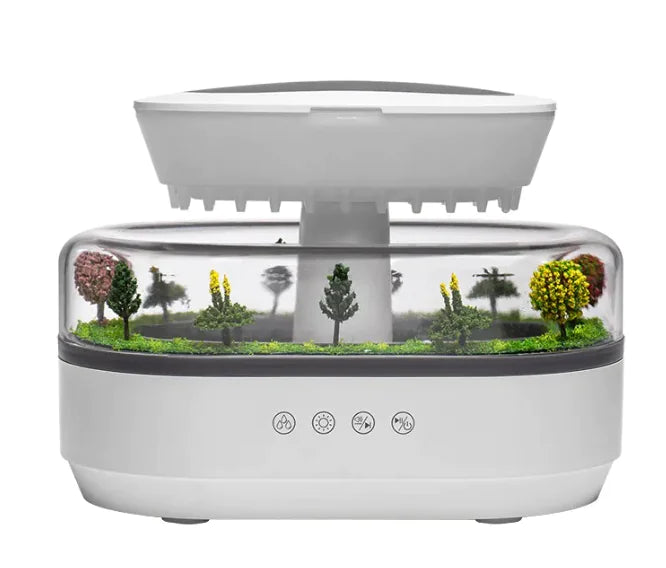 Humidifier with decorative garden inside on a white background