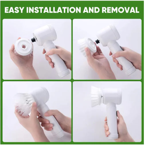 Step-by-step demonstration of easy installation and removal of a white handheld device.