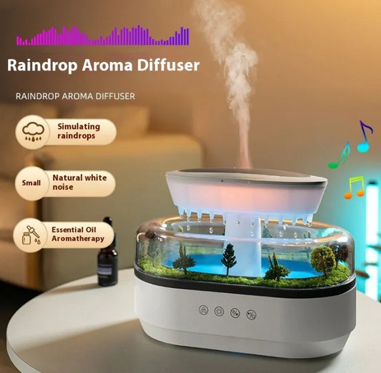Raindrop Aroma Diffuser on a table with features highlighted
