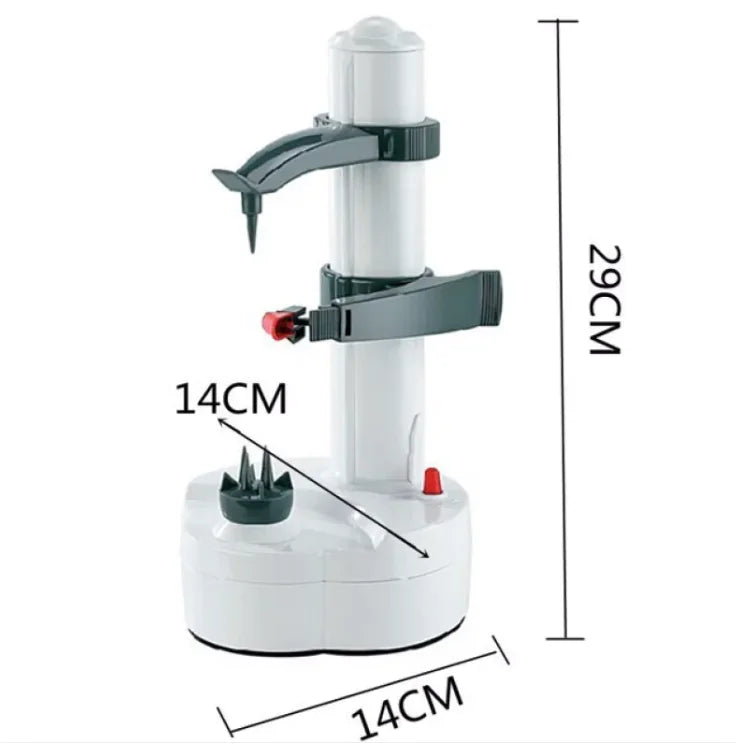 White mechanical device with measurement labels on a white background