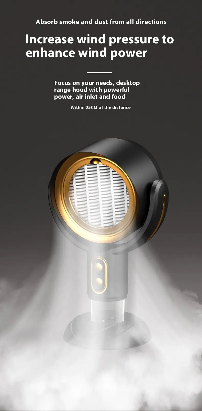 Ventilator with text on a dark background